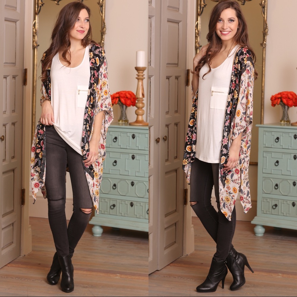 ✨LAST✨Floral contrast color floral print cardigan - Picture 4 of 7